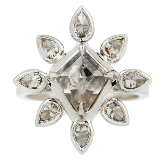 Platinum and Diamond Snowflake Ring by Lauren Wolf Jewelry