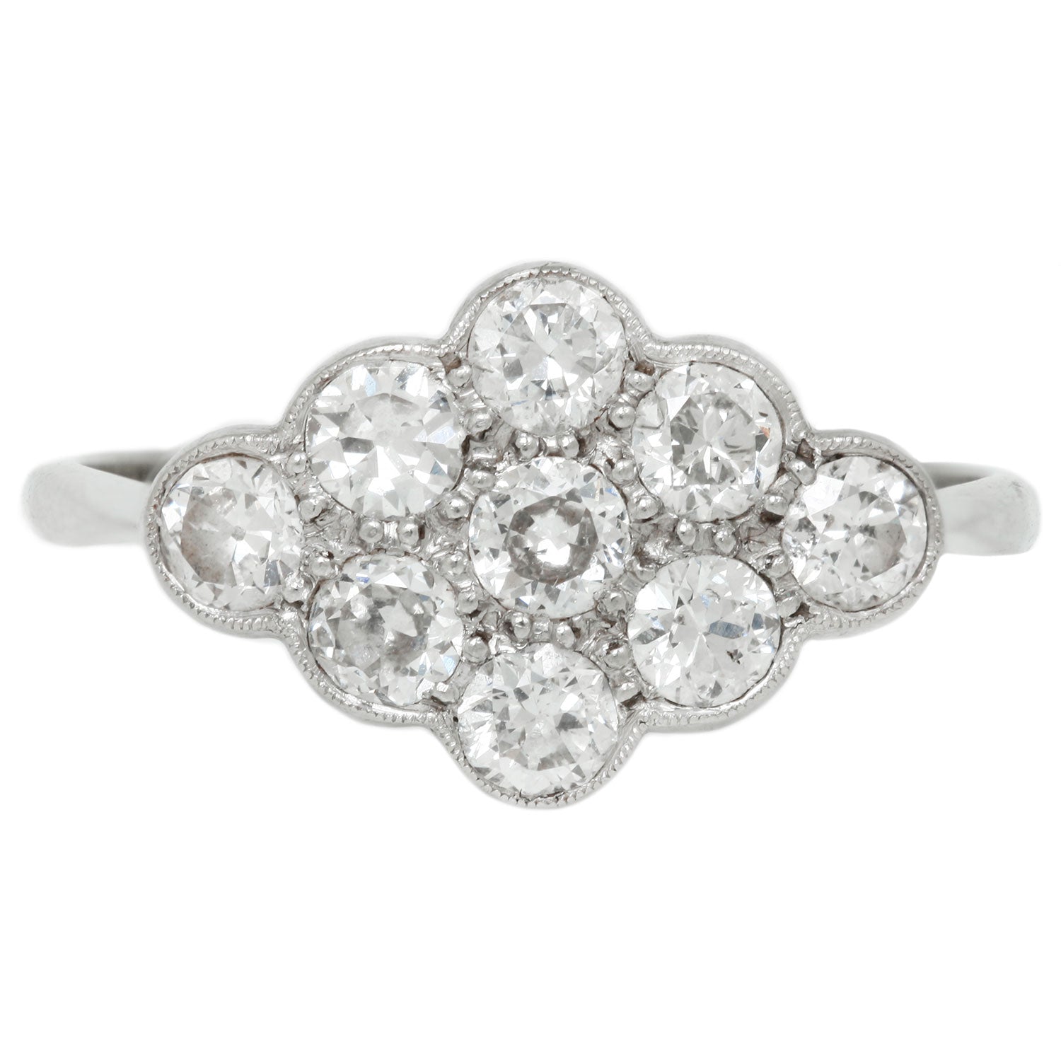 Vintage Deco Marquise Cluster Ring in White Gold and Platinum