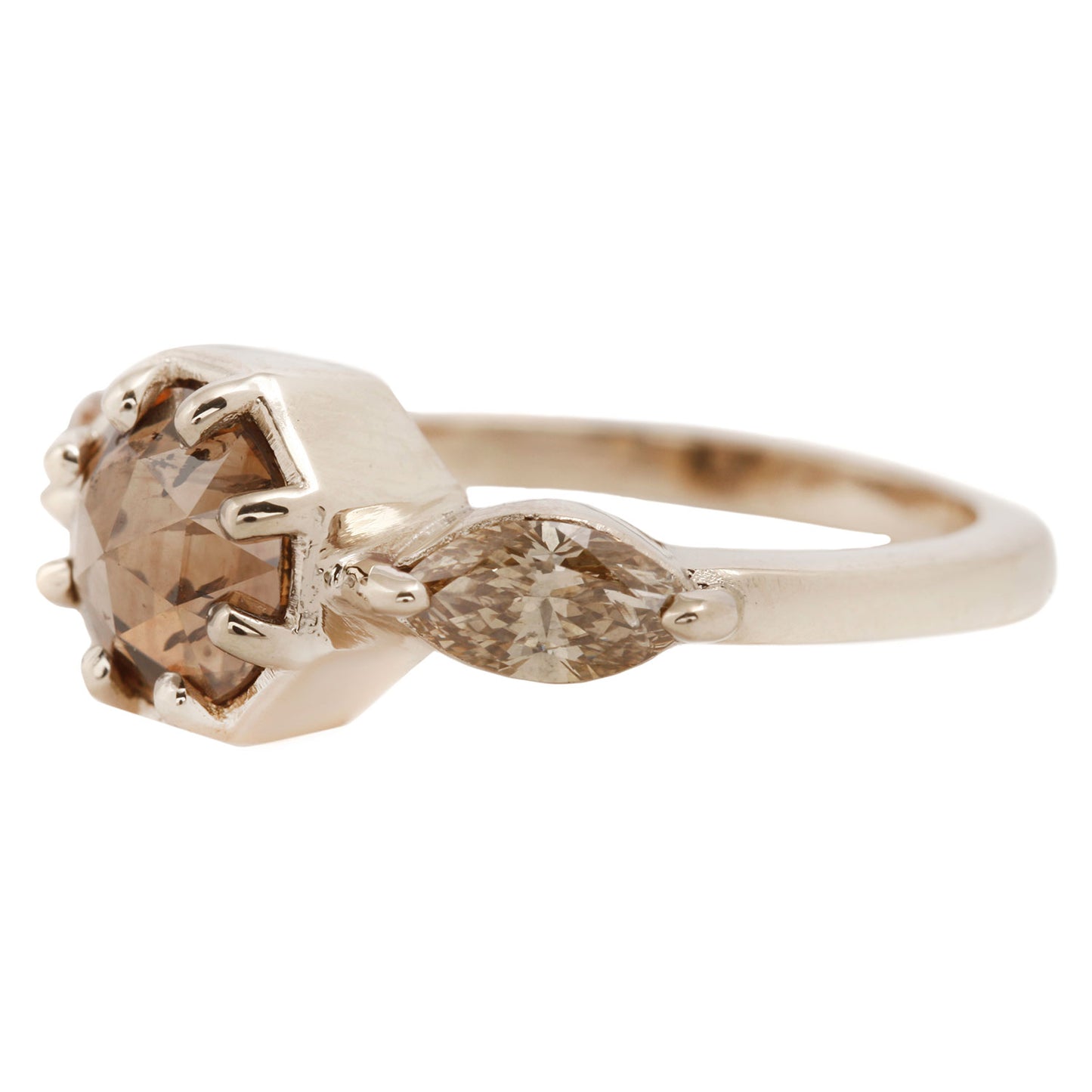Cognac Diamond Marquise Ring