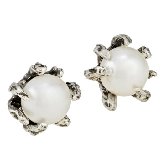 Lauren Wolf White Pearl Claw Studs