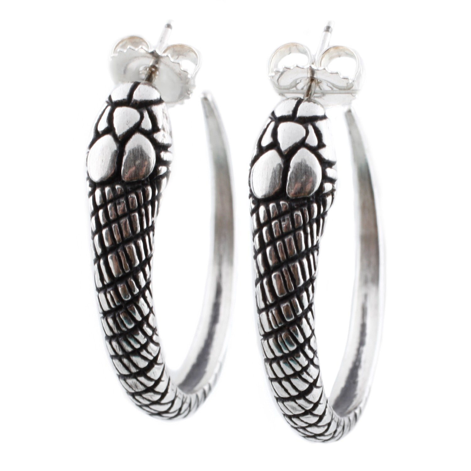 Katrina LaPenne Silver Snake Hoop Earrings