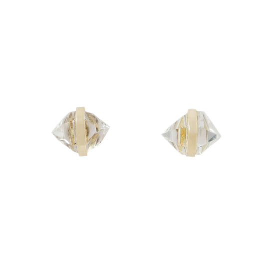 Herkimer Diamond and Yellow Gold Stud Earrings