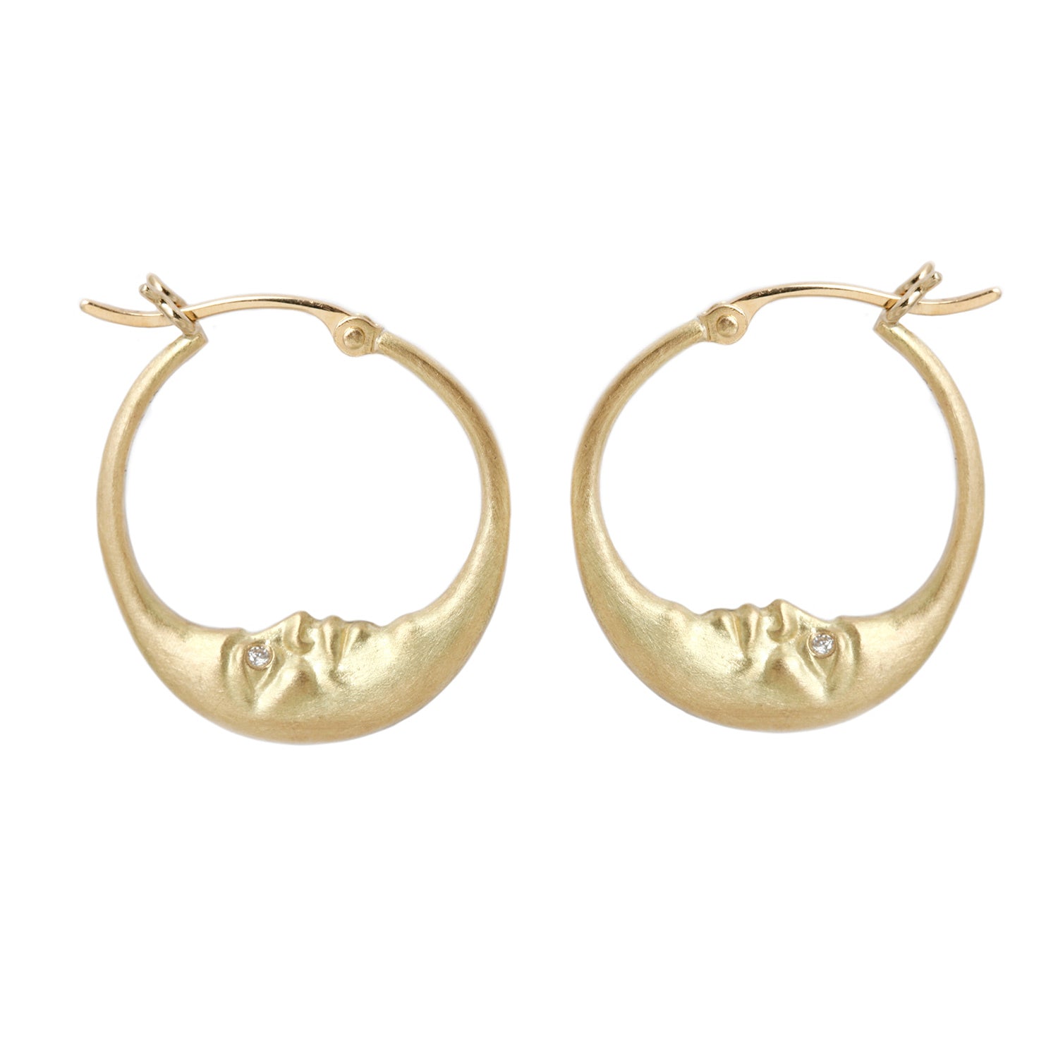 Anthony Lent Gold Crescent Moon Hoop Earrings