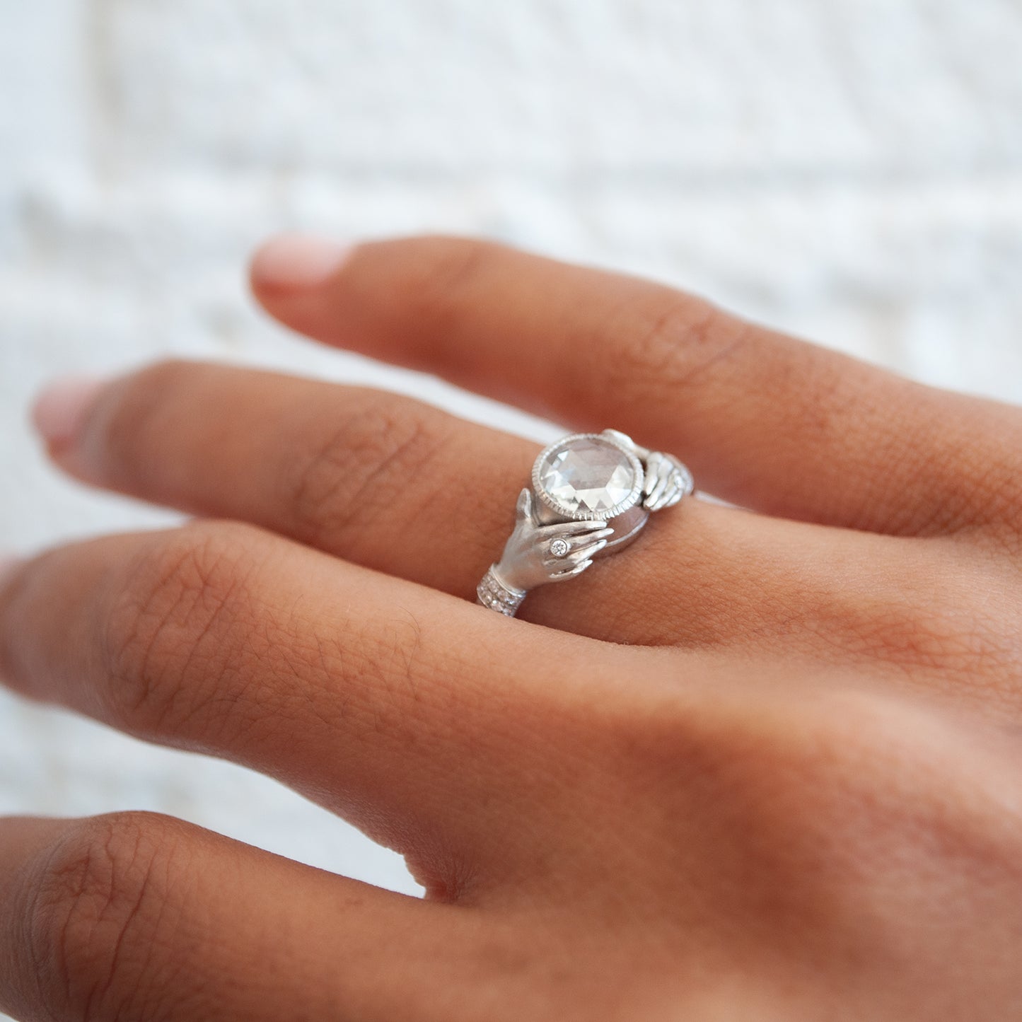 Adorned Diamond Hands Ring