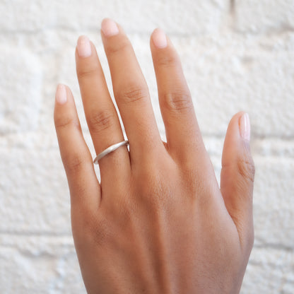 Silver Crescent Moonface Ring