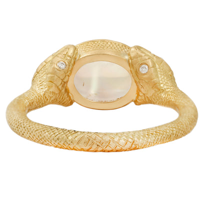 Double Headed Moonstone Serpent Ring
