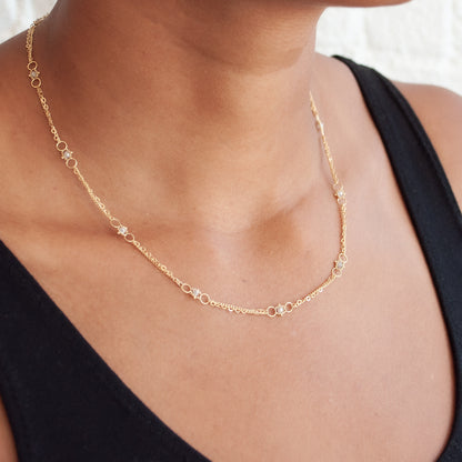 Silver Diamond Whisper Chain Necklace