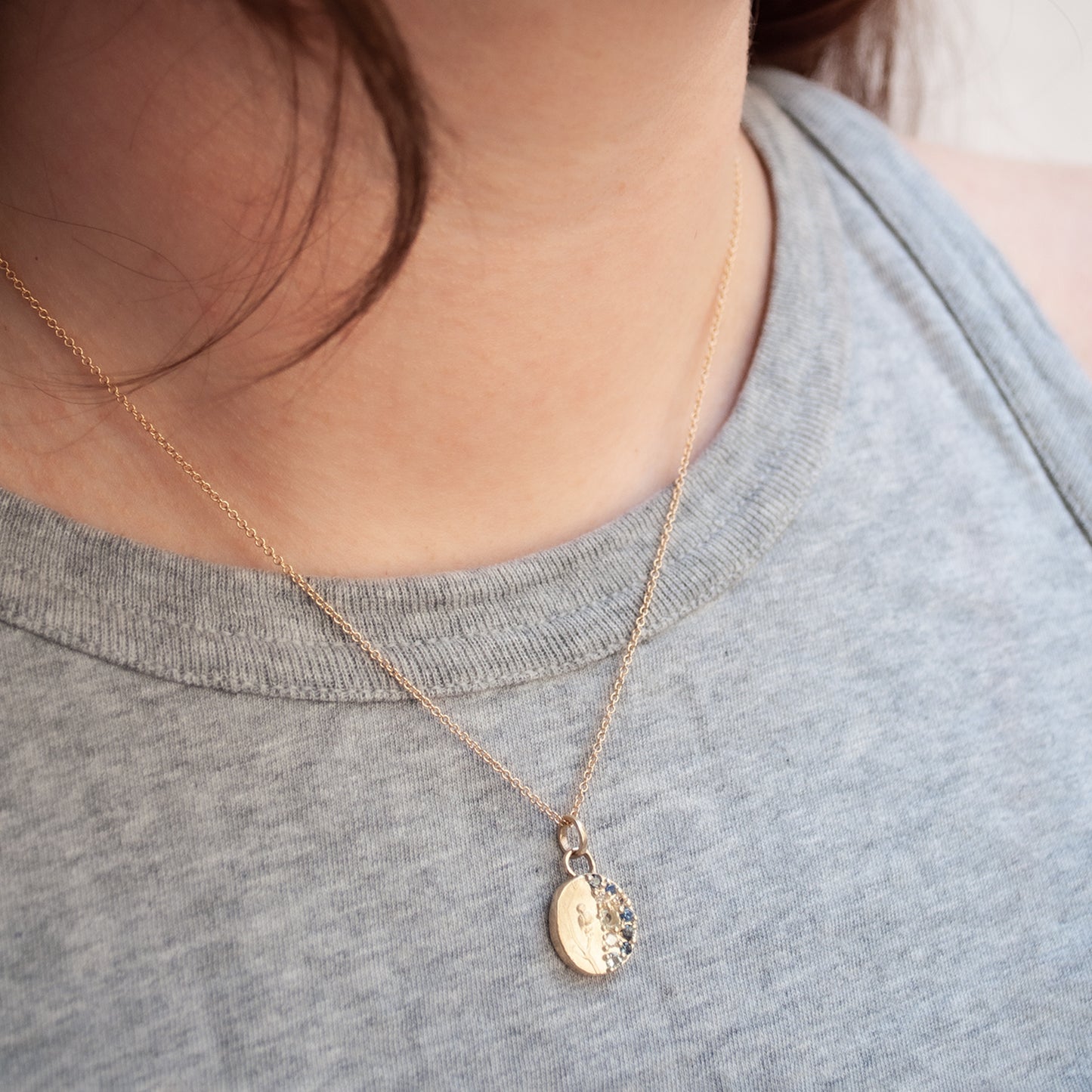 Sapphire & Diamond Owl Necklace