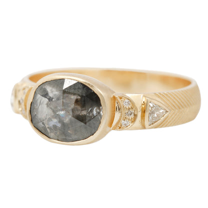 Gray Diamond Crescent Totem Ring