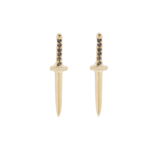 Black Diamond Baby Dagger Earrings