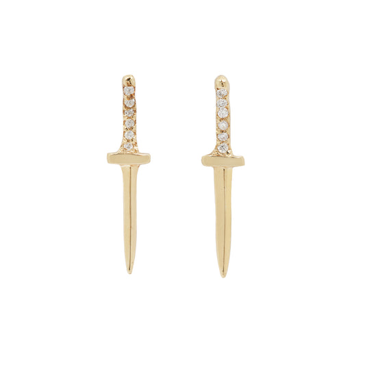 White Diamond Baby Dagger Earrings