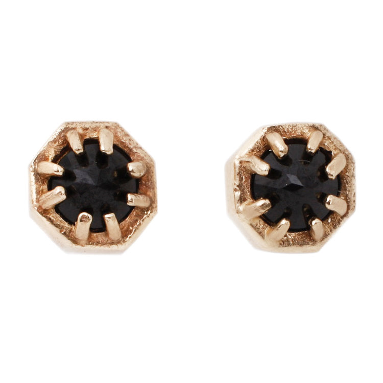 Lauren Wolf Tiny Octagon Spinel Studs in Yellow Gold