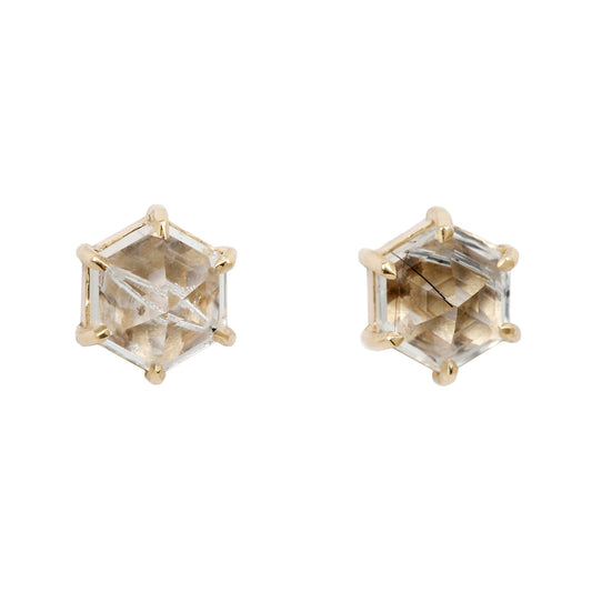 Large Quartz Hexagon Studs