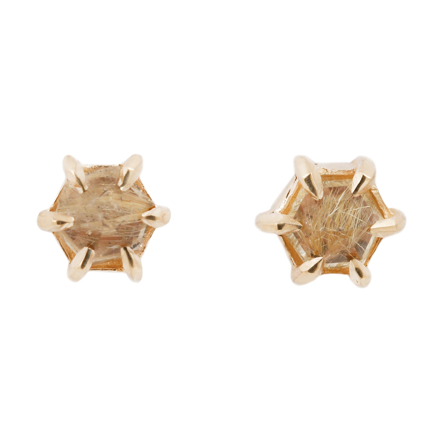 Small Yellow Quartz Hexagon Studs