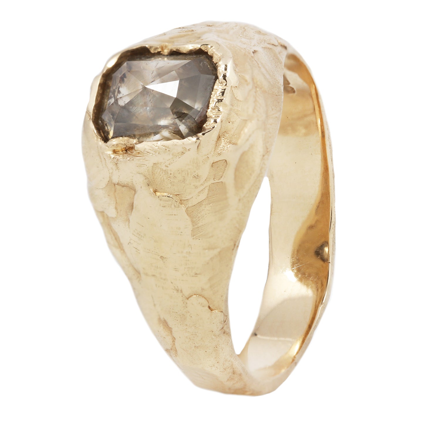 LX Gray Diamond Organic Signet Ring