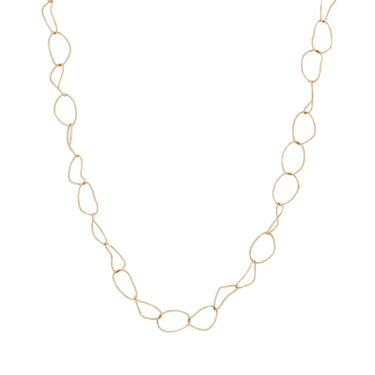 I Slim Textured Gold Link Necklace