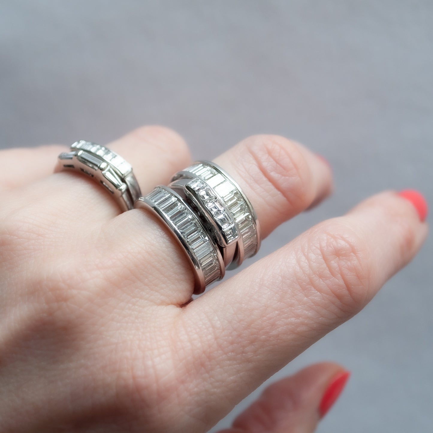 Platinum Seven Diamond Bar Ring