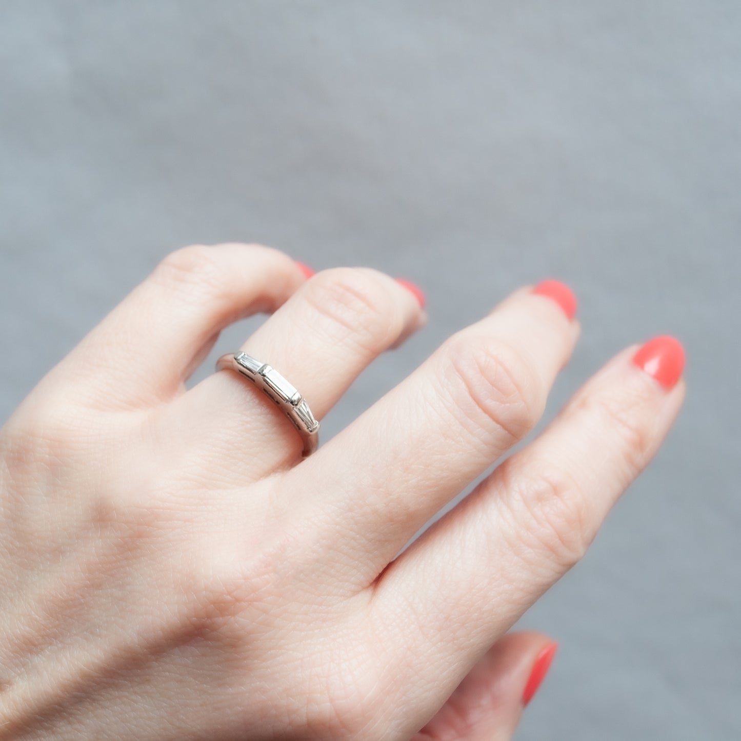 Modern Three Baguette Ring