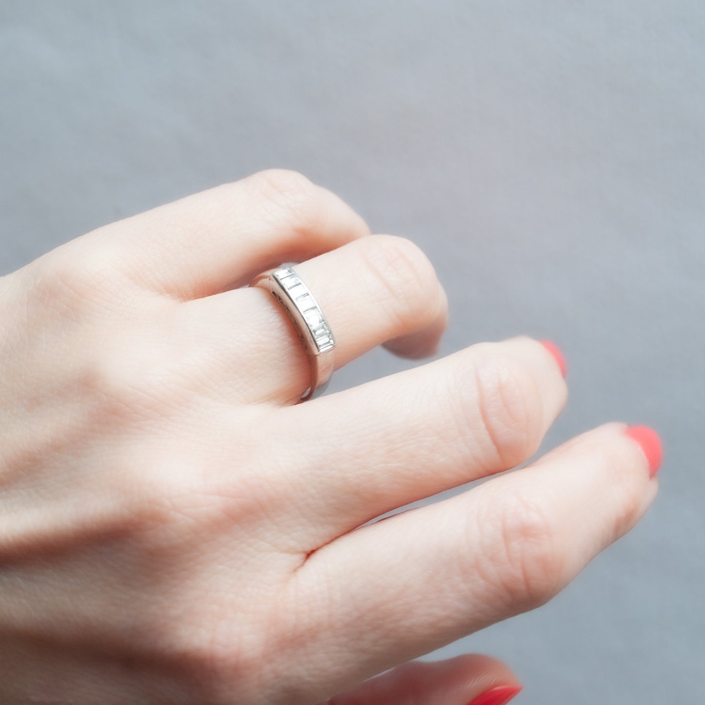 Platinum Seven Diamond Bar Ring