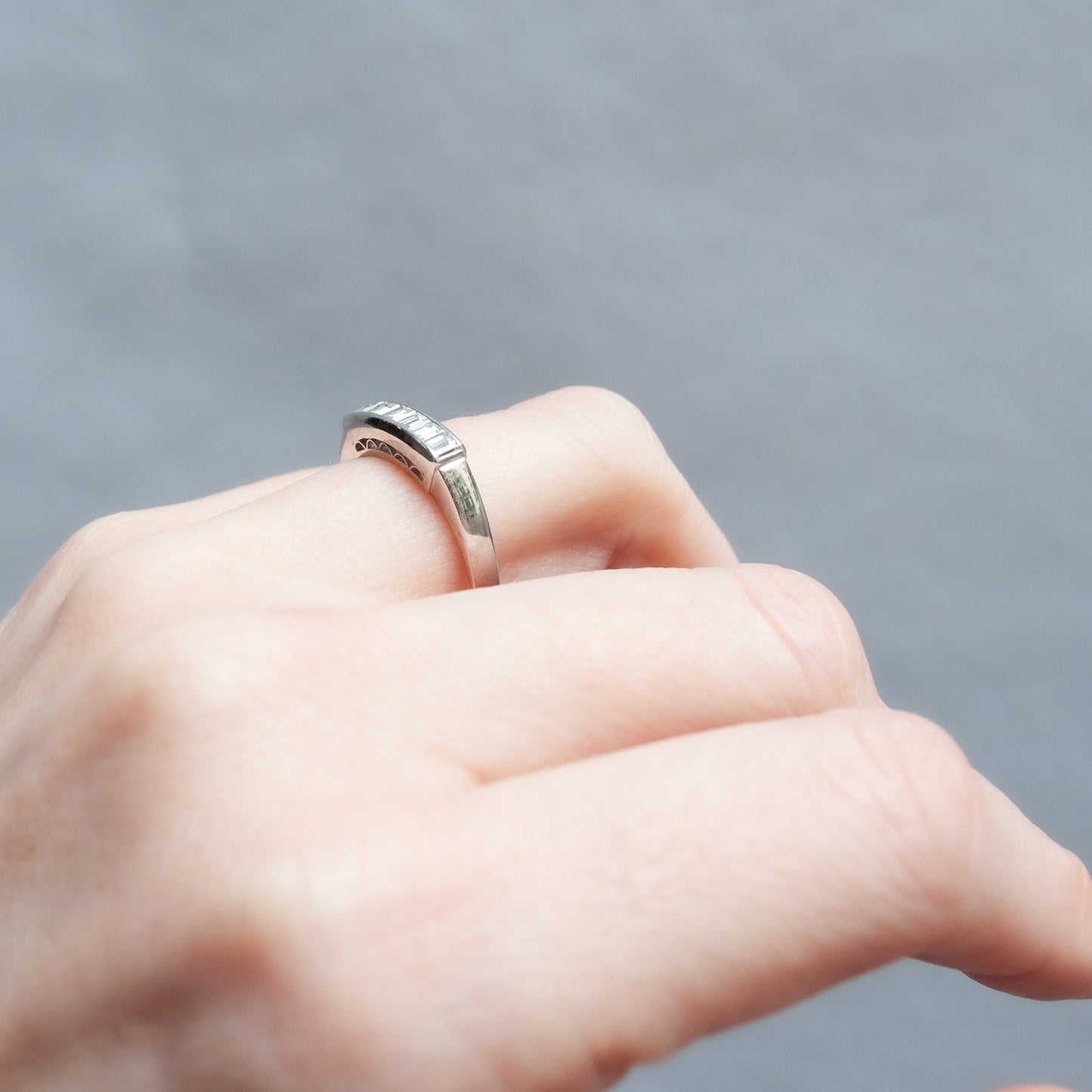 Platinum Seven Diamond Bar Ring