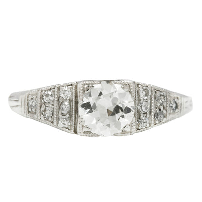 Platinum Diamond Tapered Art Deco Ring