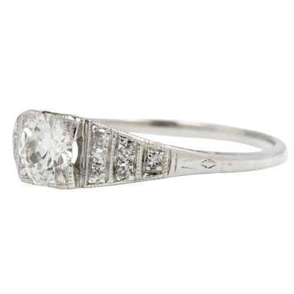 Platinum Diamond Tapered Art Deco Ring
