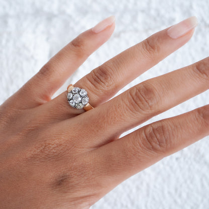 Mixed Metal Diamond Flower Ring