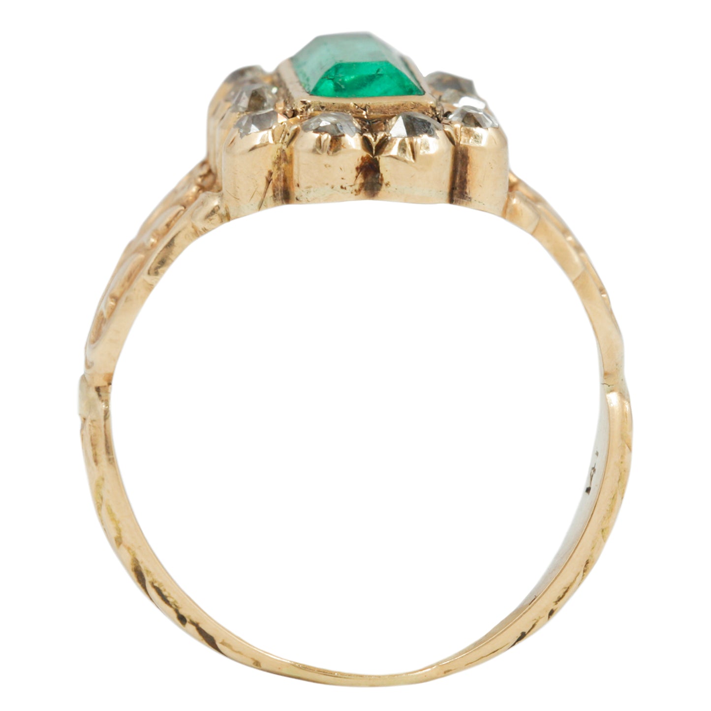 Georgian Emerald Halo Ring