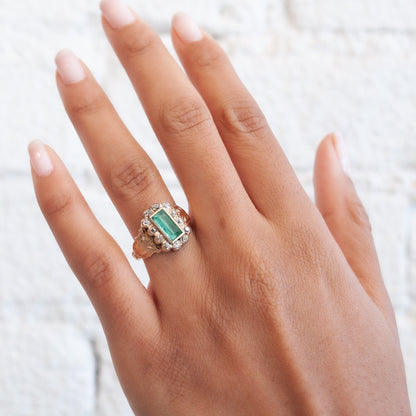 Georgian Emerald Halo Ring