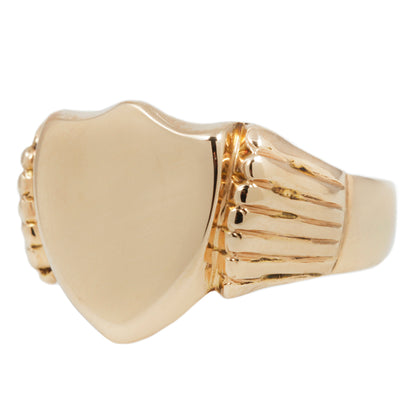 Textured Shoulder Shield Signet Ring