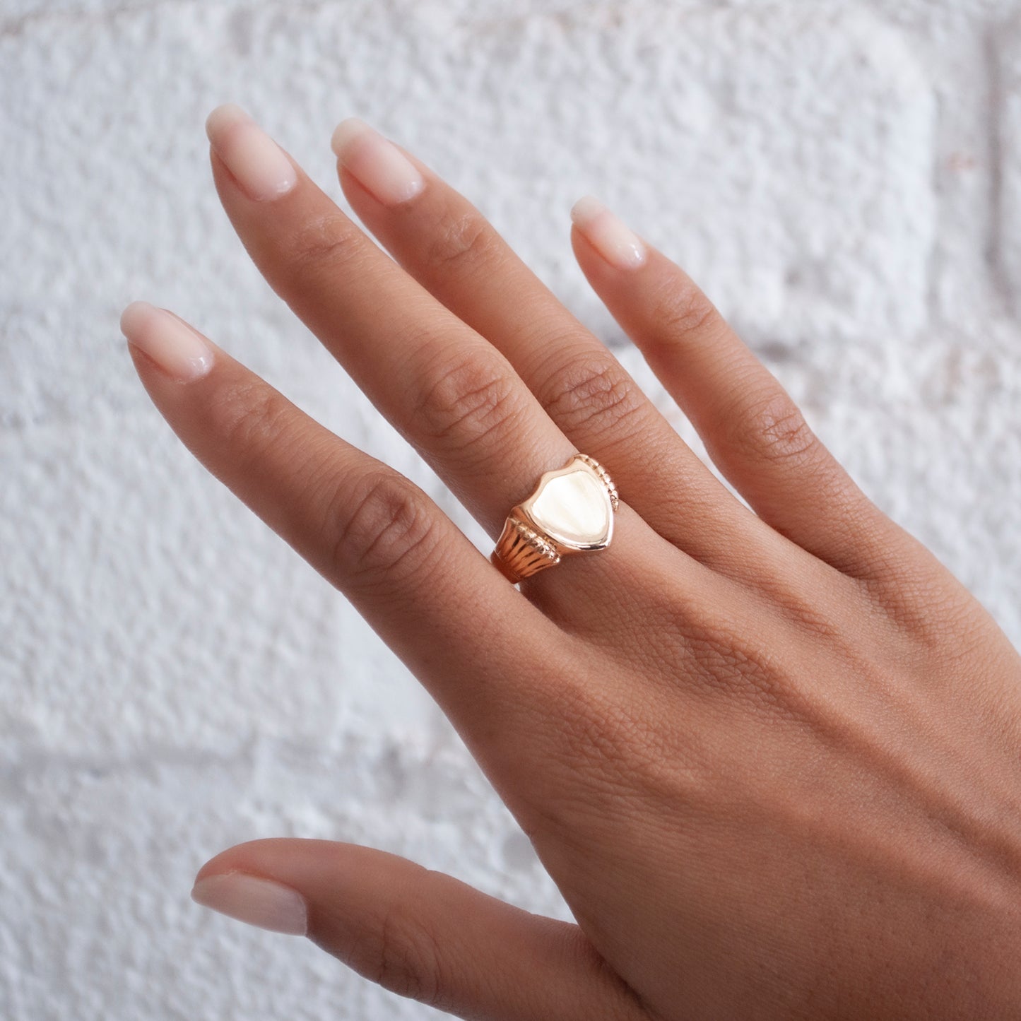 Textured Shoulder Shield Signet Ring