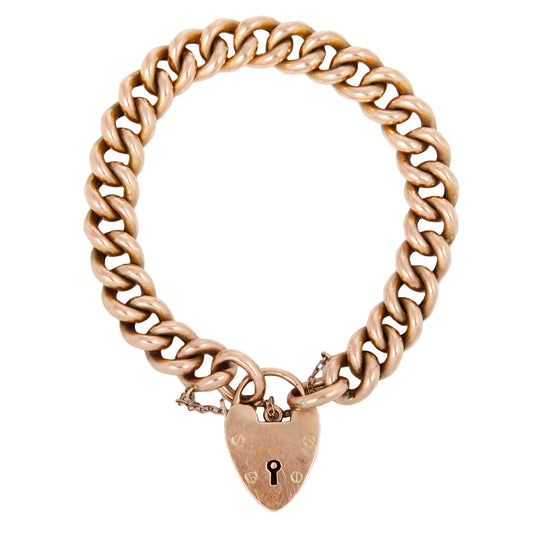 Rosy Curb Heart Bracelet