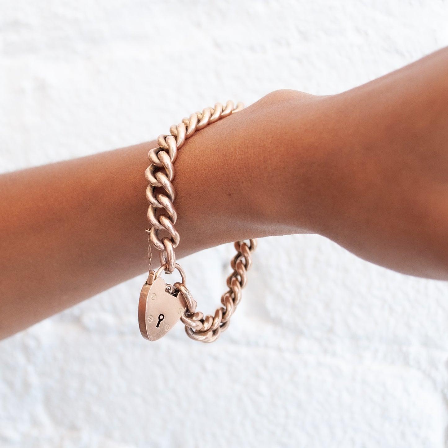 Rosy Curb Heart Bracelet