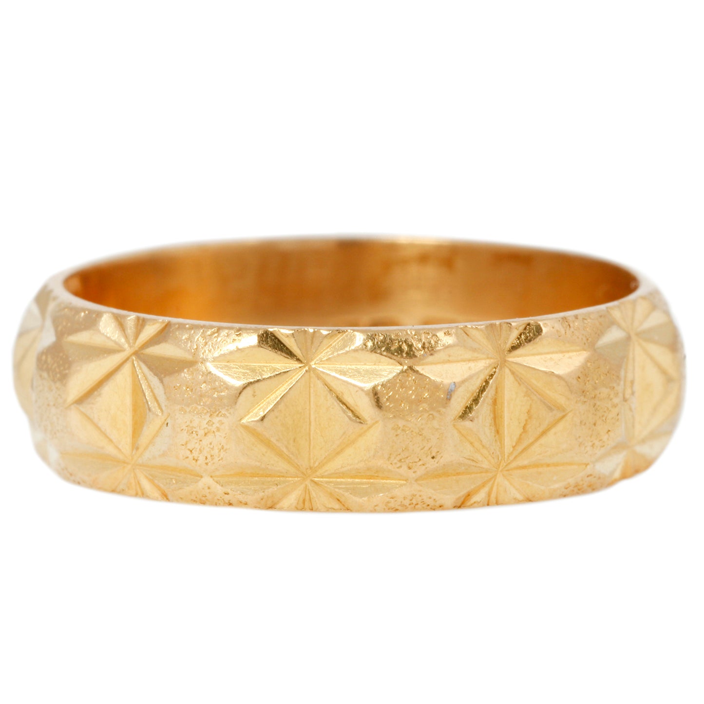 Wide Faceted Gold Band