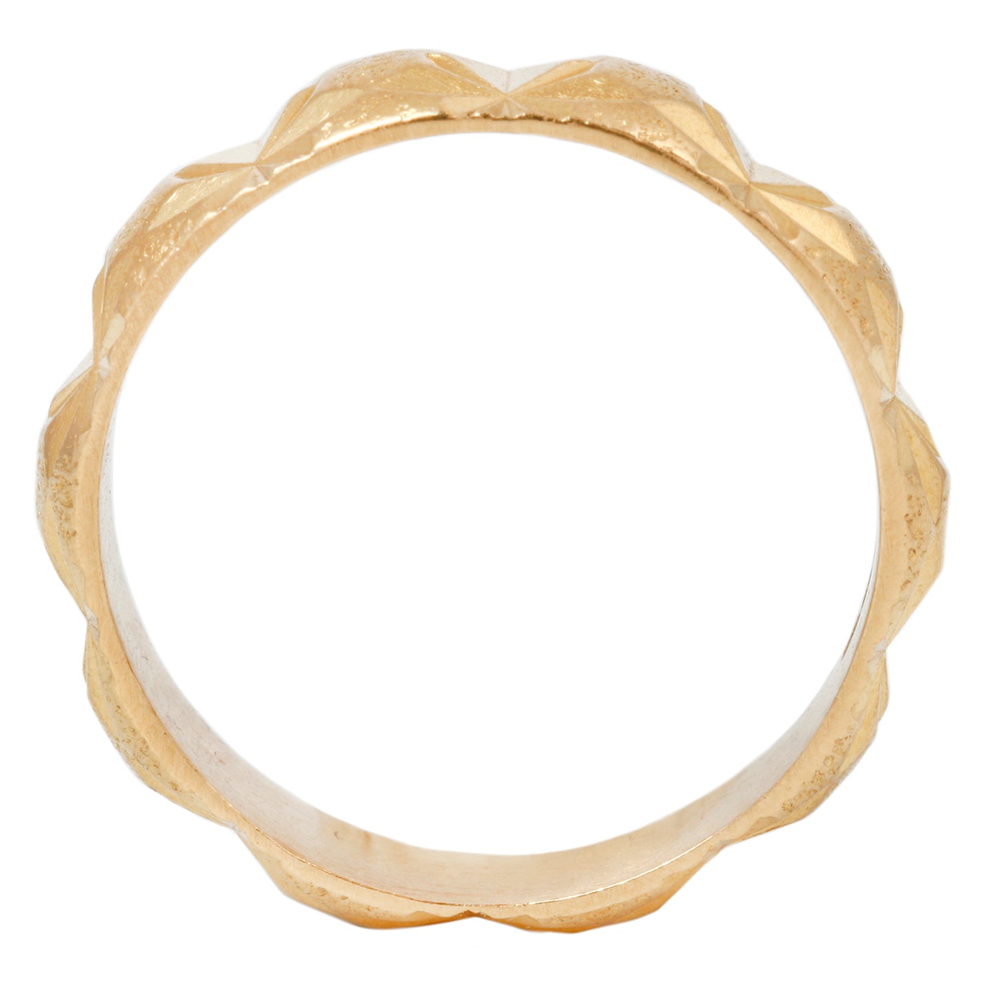 Wide Faceted Gold Band