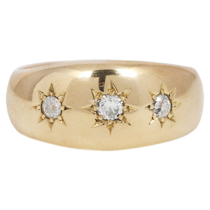 Golden Sun Diamond Star Ring