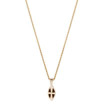 Back view of the Gold Marquise Morganite Necklace by Lauren Wolf, shown on a white backdrop