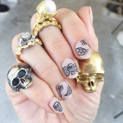 Open Skull Pearl Ring