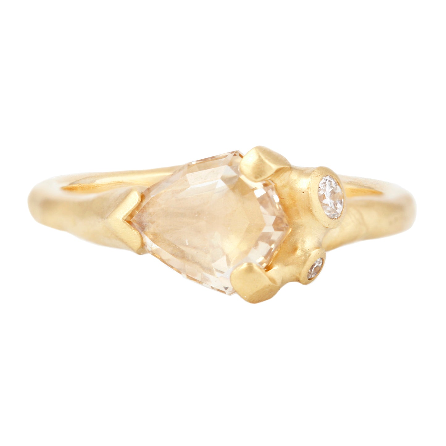 Champagne Shield Cluster Ring