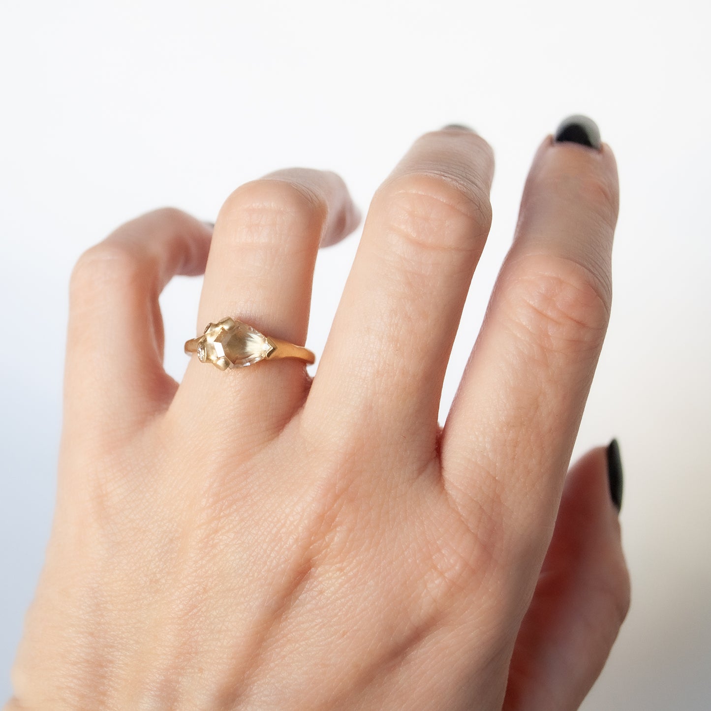 Champagne Shield Cluster Ring