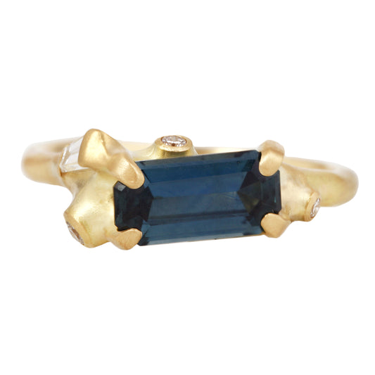 Blue Sapphire Cluster Ring