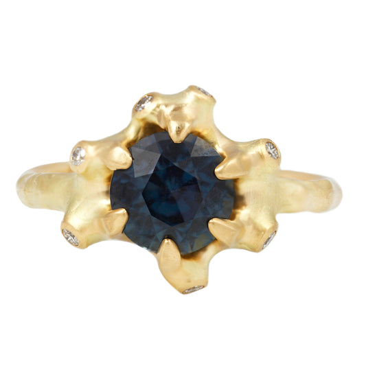 Blue Sapphire Barnacle Cluster Ring