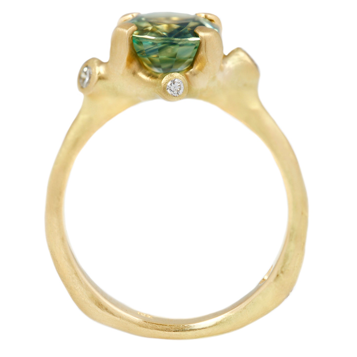 Green Oval Sapphire Cluster Ring