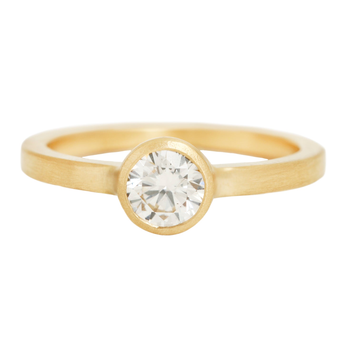 Square Band White Diamond Solitaire