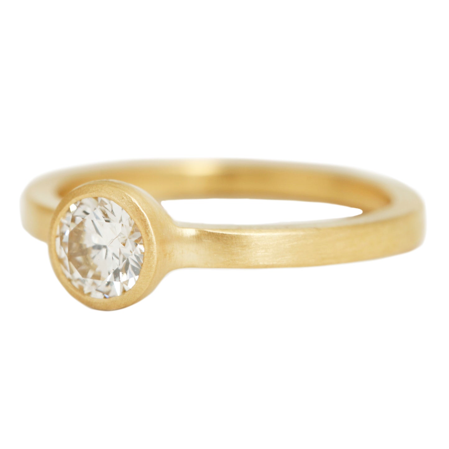 Square Band White Diamond Solitaire