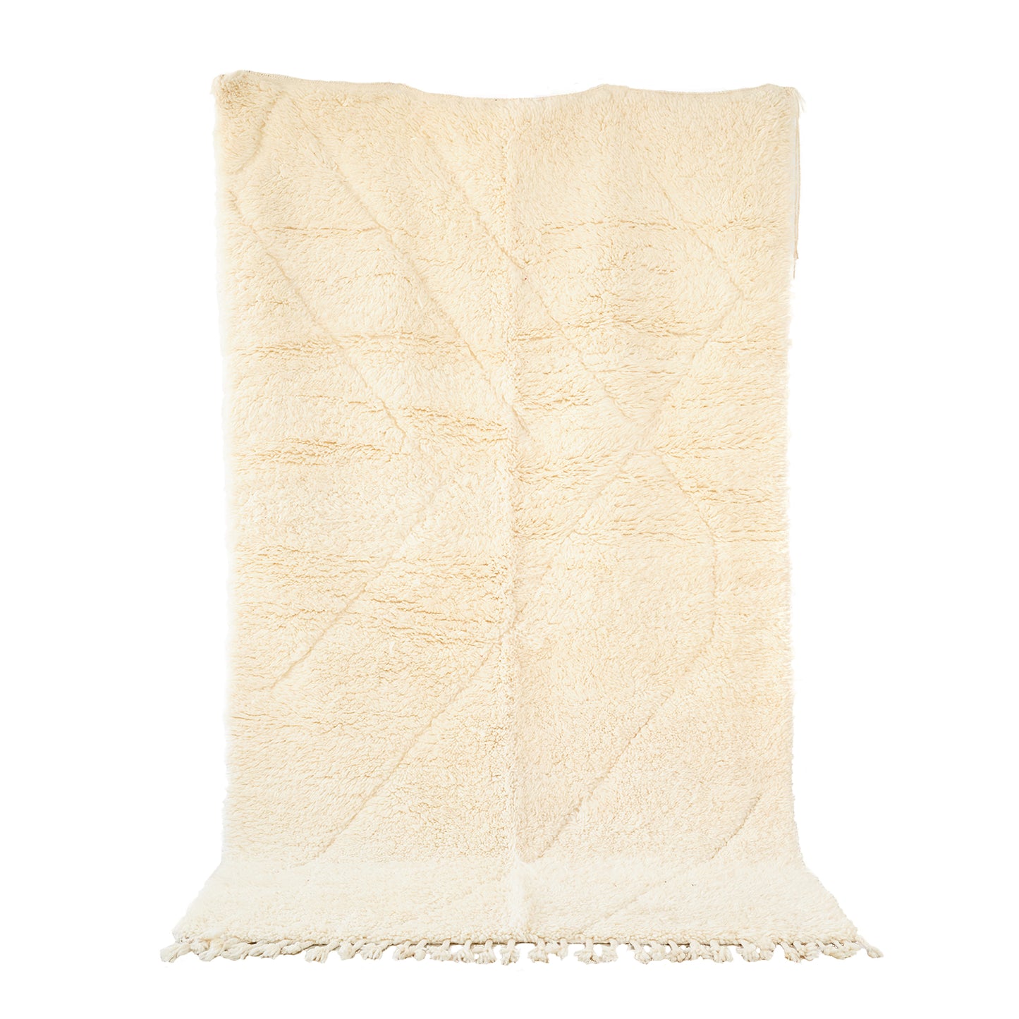 Plush White Beni Mrirt Moroccan Rug