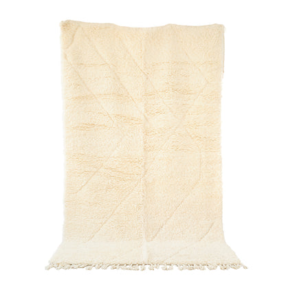 Plush White Beni Mrirt Moroccan Rug