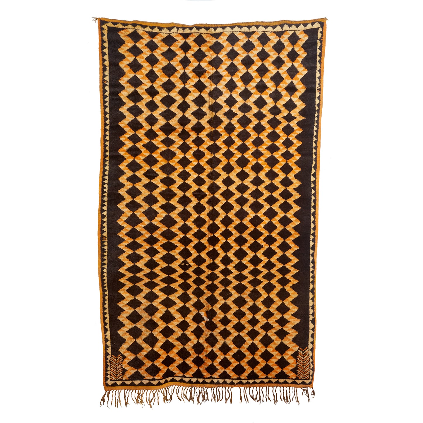 Vintage Black & Orange Diamond Rug