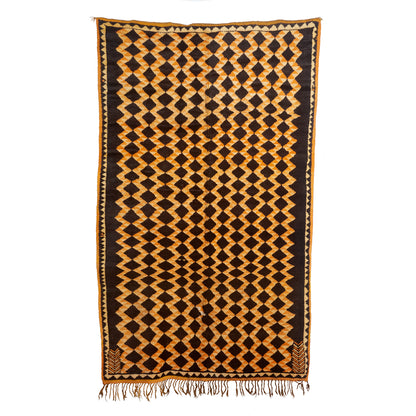 Vintage Black & Orange Diamond Rug