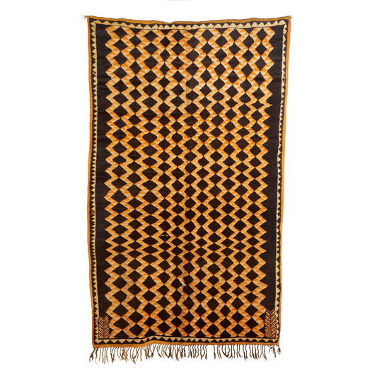 Vintage Black & Orange Diamond Rug